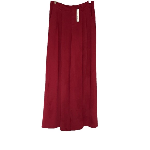 NWT Alice + Olivia Dylan Size 10 High Waisted Wide Leg Trousers Wine Red Bordeau - Picture 4 of 14